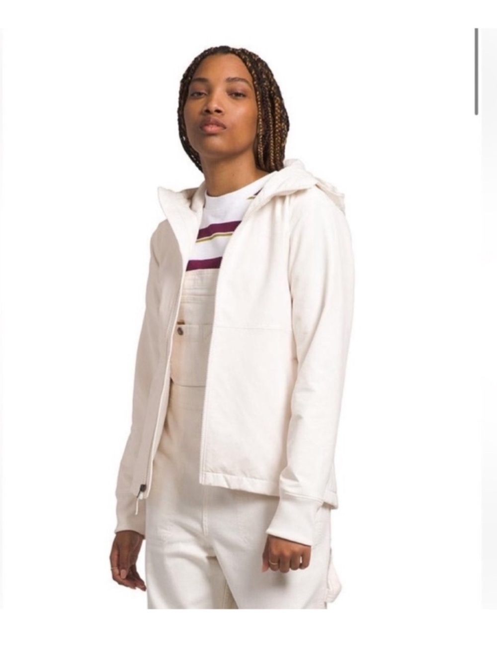The North Face Shelbe Raschel Jacket with hoodie in Gardenia White size XL